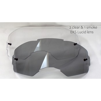 3 LENS BUNDLE: EKS Lucid tear off lenses: clear & smoke by RNR